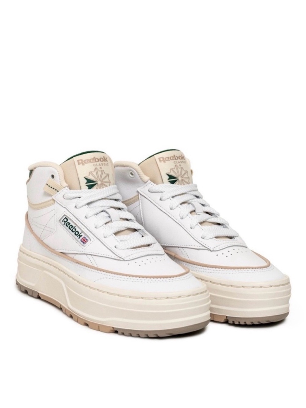 Reebok Off-White Leather Mid-Top Sneakers